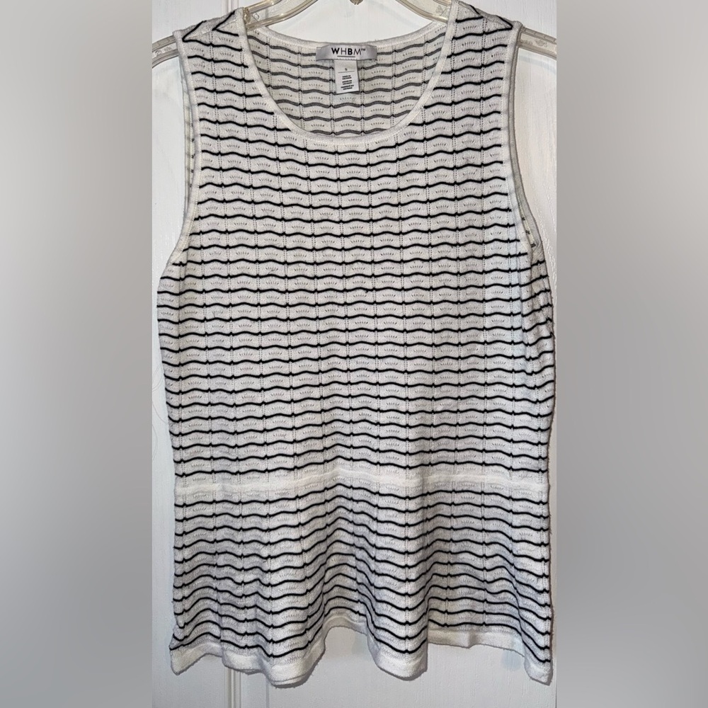 White House Black Market Black & White Textured Sleeveless Tank Top NWOT Size S